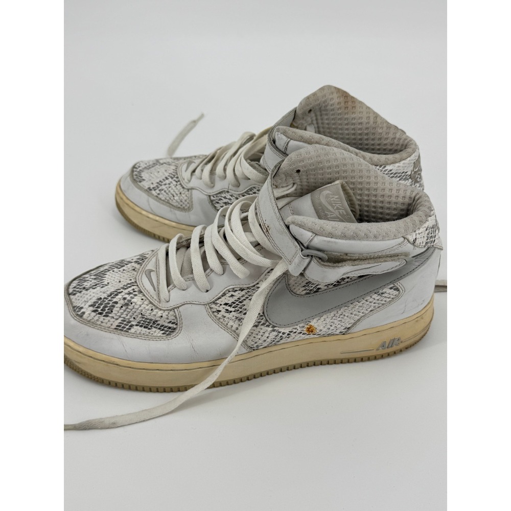 Nike Air Force 1 Mid Premium 310277-101 Mens Sneakers 13 White Gray Python Shoes